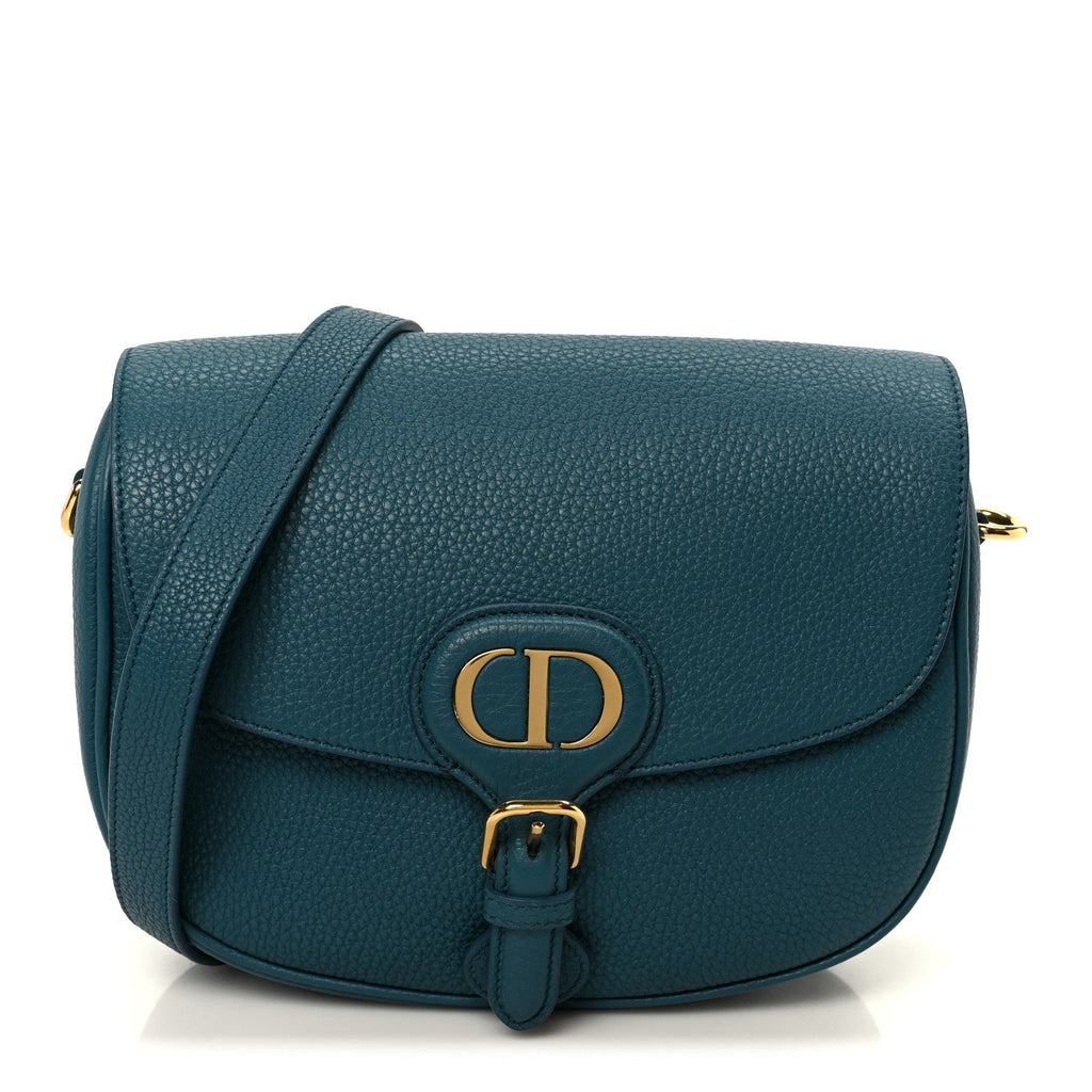 Grained Calfskin Medium Bobby Flap Steel Blue