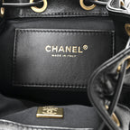 Lambskin Quilted Logo Mini Backpack Black
