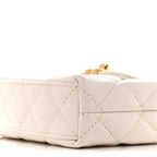 Shiny Aged Calfskin Quilted Mini Nano Kelly Shopper White