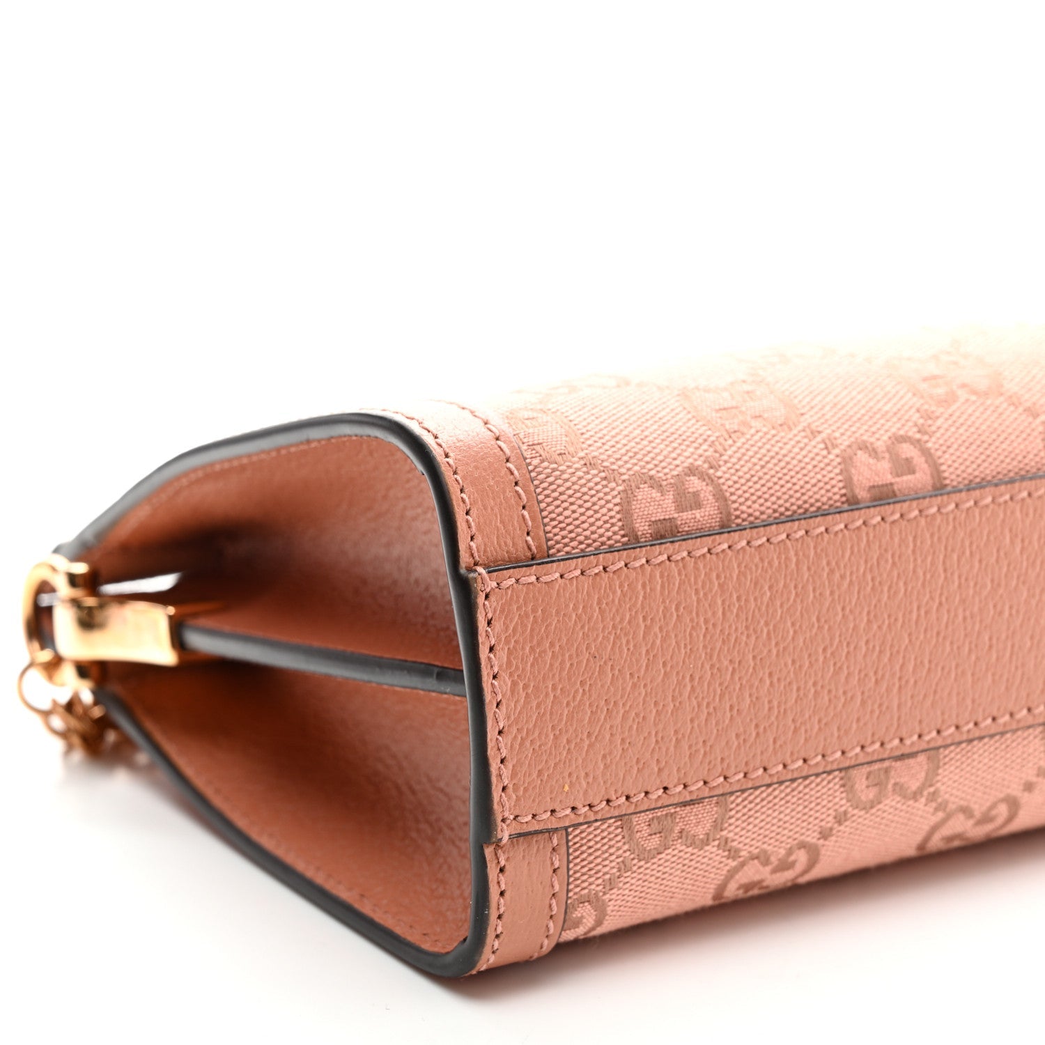 Monogram Textured Dollar Calfskin Small Ophidia Chain Shoulder Bag Cloche Rose Pink