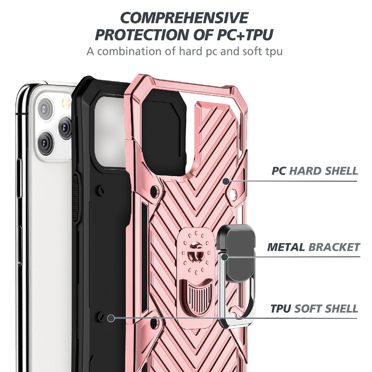 Iphone 12/ Iphone 12 Pro Kickstand Anti-Shock And Anti Falling Case In Rose Gold