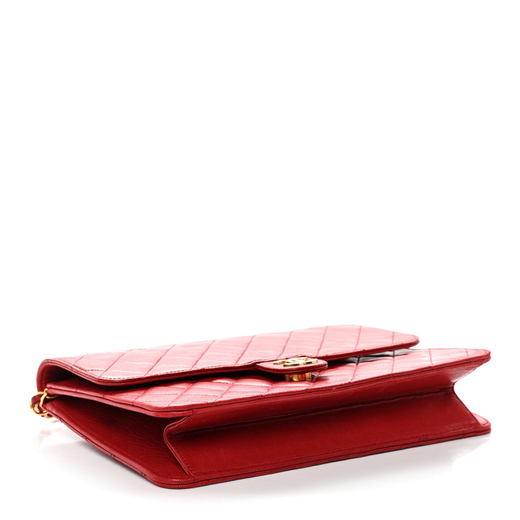 Lambskin Quilted Medium Single Flap Red