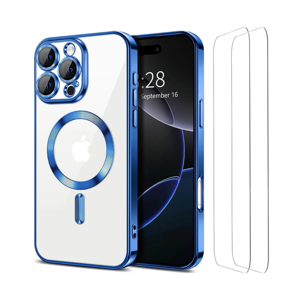 Entronix Bundle Compatible with iPhone 16 Pro Max - [Magnetic] Luxury Glossy Case & 2 Clear Screen Protectors
