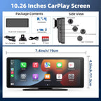 Portable Wireless CarPlay Car Stereo with 10.26" HD Touchscreen, Android Auto, Mirror Link, and Backup Camera Compatibility - No Camera