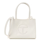 Vegan Leather Small Shopping Bag White