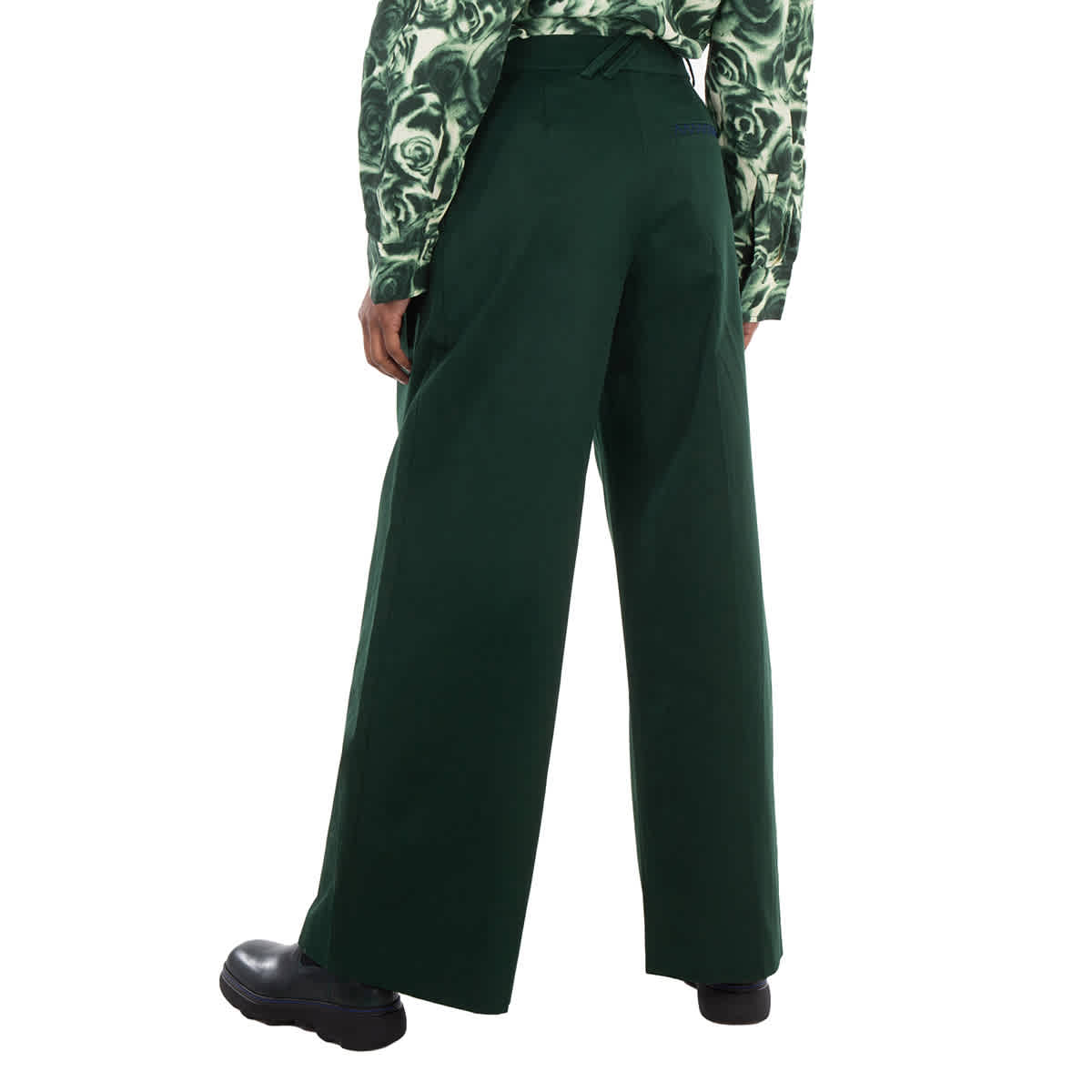 Burberry Plissierte Baumwollhose mit weitem Bein