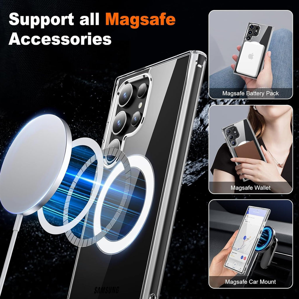 Entronix [Magnetic] Case Compatible with Galaxy S25 Ultra - [Hard Back] Slim Clear