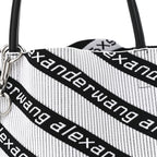 Knit Jacquard Diagonal Logo Roxy Tote White Black