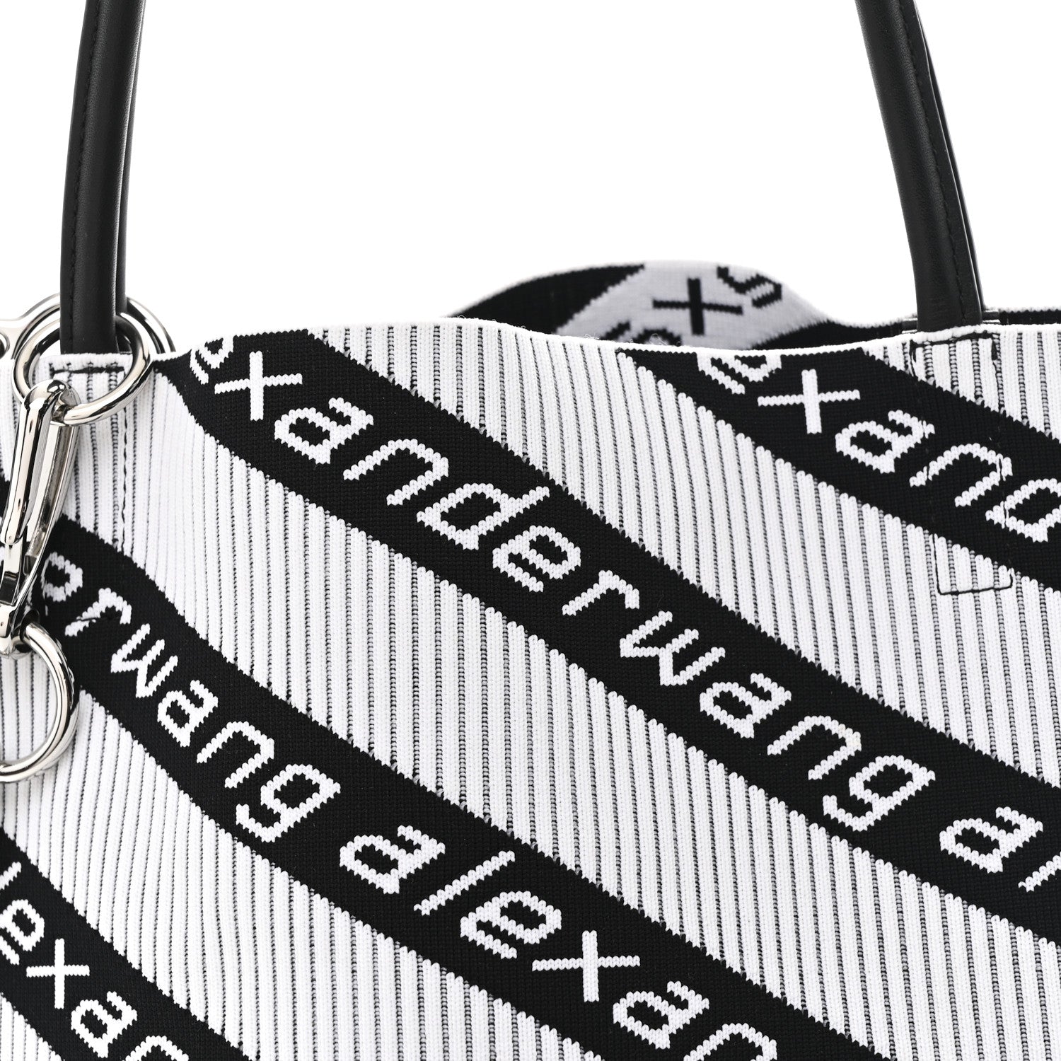 Knit Jacquard Diagonal Logo Roxy Tote White Black