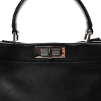 Vitello Seta Snakeskin Crocodile Monster Eyes Medium Peekaboo Iconic Satchel Black Girasole