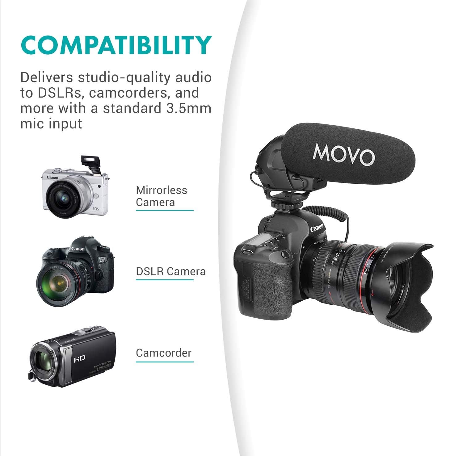 Movo VXR3031 Shotgun Microphone - Supercardioid On-Camera Shotgun Mic