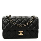 Lambskin Quilted Mini Rectangular Flap Black