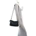 Mellow Nappa Medium Donut Chain Flamenco Knot Clutch Black