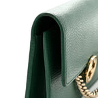 Dollar Calfskin Interlocking G Chain Wallet Emerald