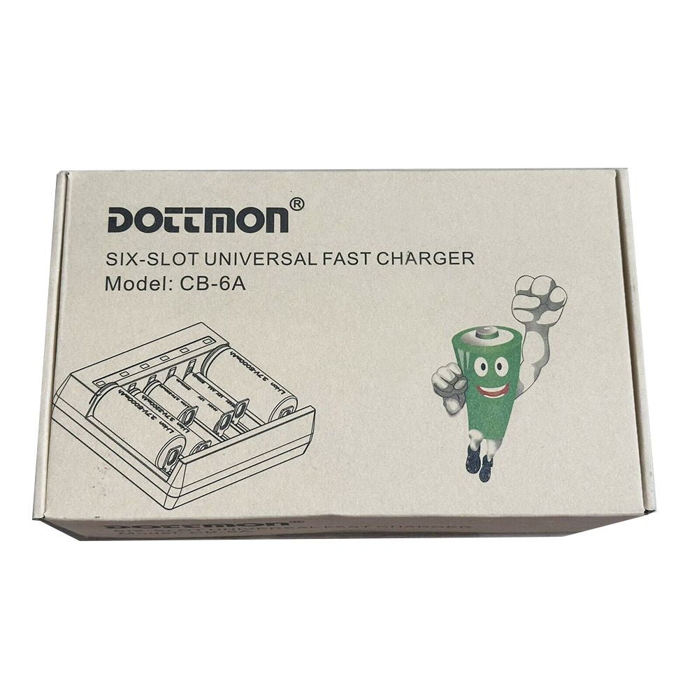 Dottmon Six-Slot Universal Fast Charger Model CB-6A AAAA, AAA, AA, SC, C, D - 12V