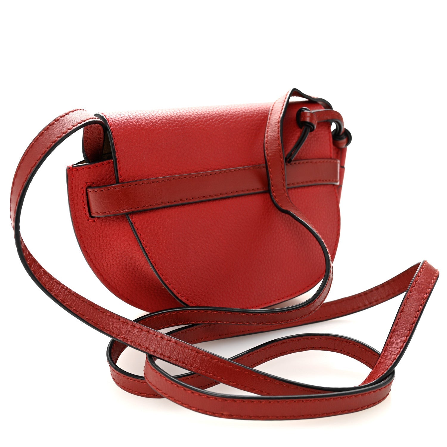 Grained Calfskin Mini Gate Crossbody Bag Scarlet Burnt Red