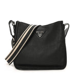 Vitello Daino Soft Hobo Messenger Bag Black