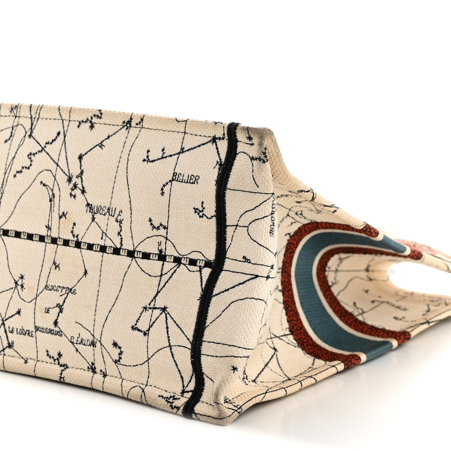 Canvas Embroidered Large Zodiac Book Tote Latte Multicolor