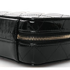 Patent Quilted Top Handle Mini Vanity Case Black