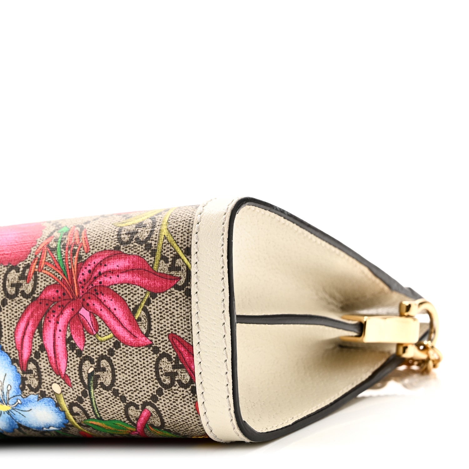 GG Supreme Monogram Flora Web Small Ophidia Chain Shoulder Bag White