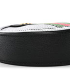 Grained Calfskin Web Mini Ophidia Round Shoulder Bag Black