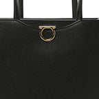 Grainy Calfskin Gemini Tote Black