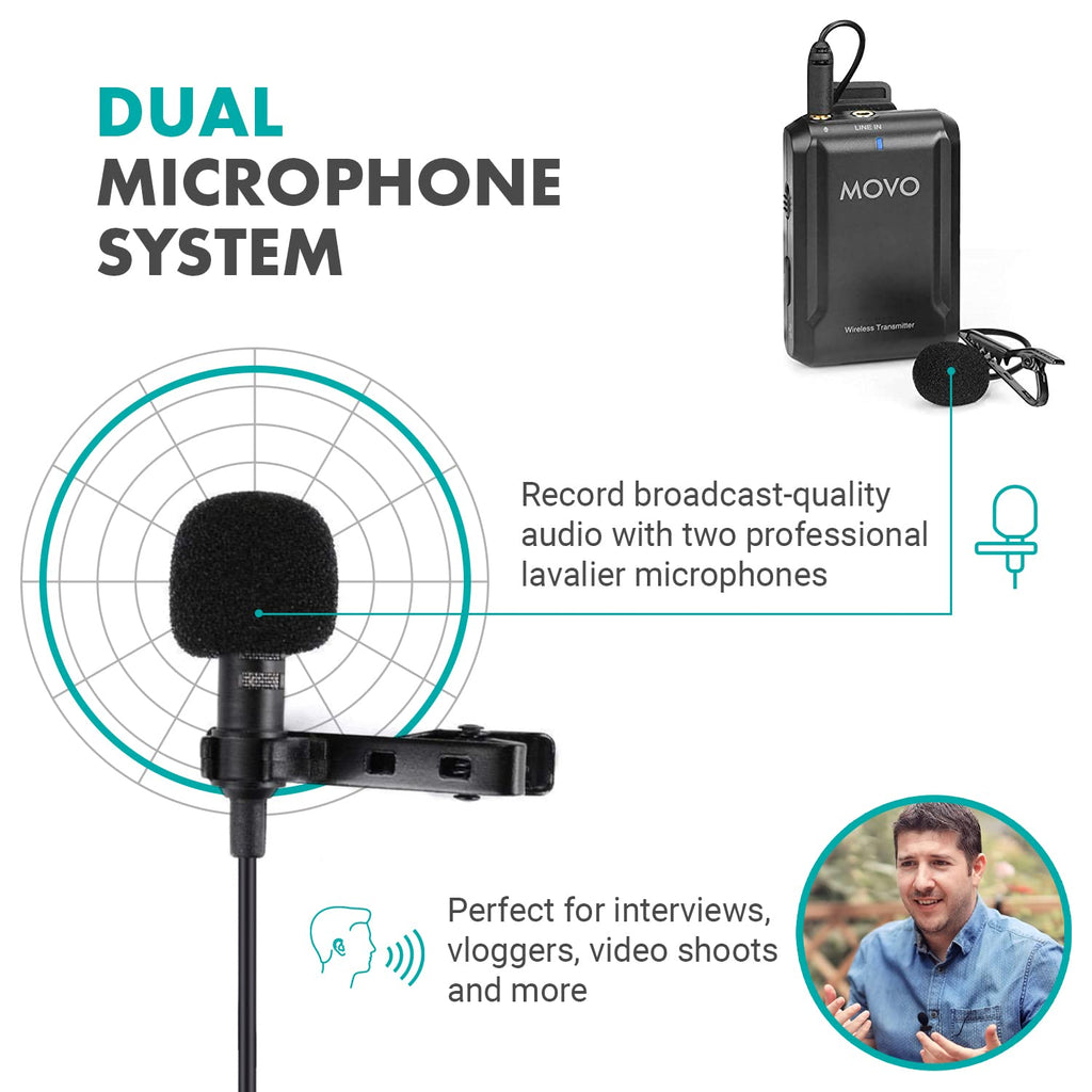 Movo Edge-OP-Duo Dual Wireless Lavalier Microphone for Osmo Pocket 1 and 2