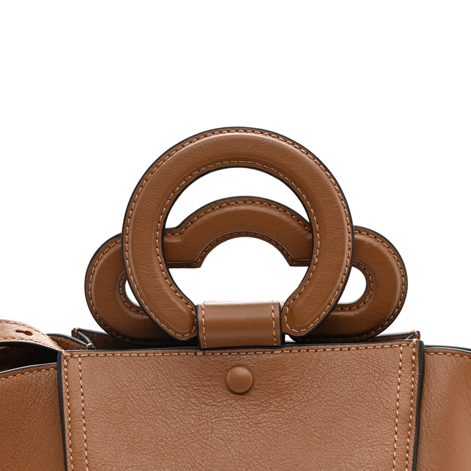 Silky Calfskin Mini Rider's Top Handle Bag Teak