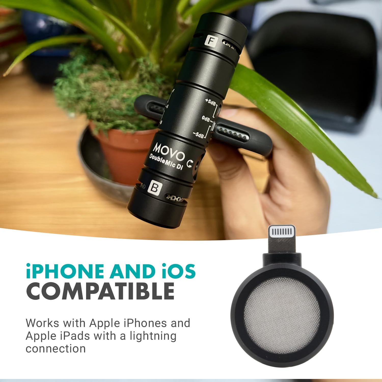 Movo DoubleMic-DI Dual Capsule Microphone for iPhone