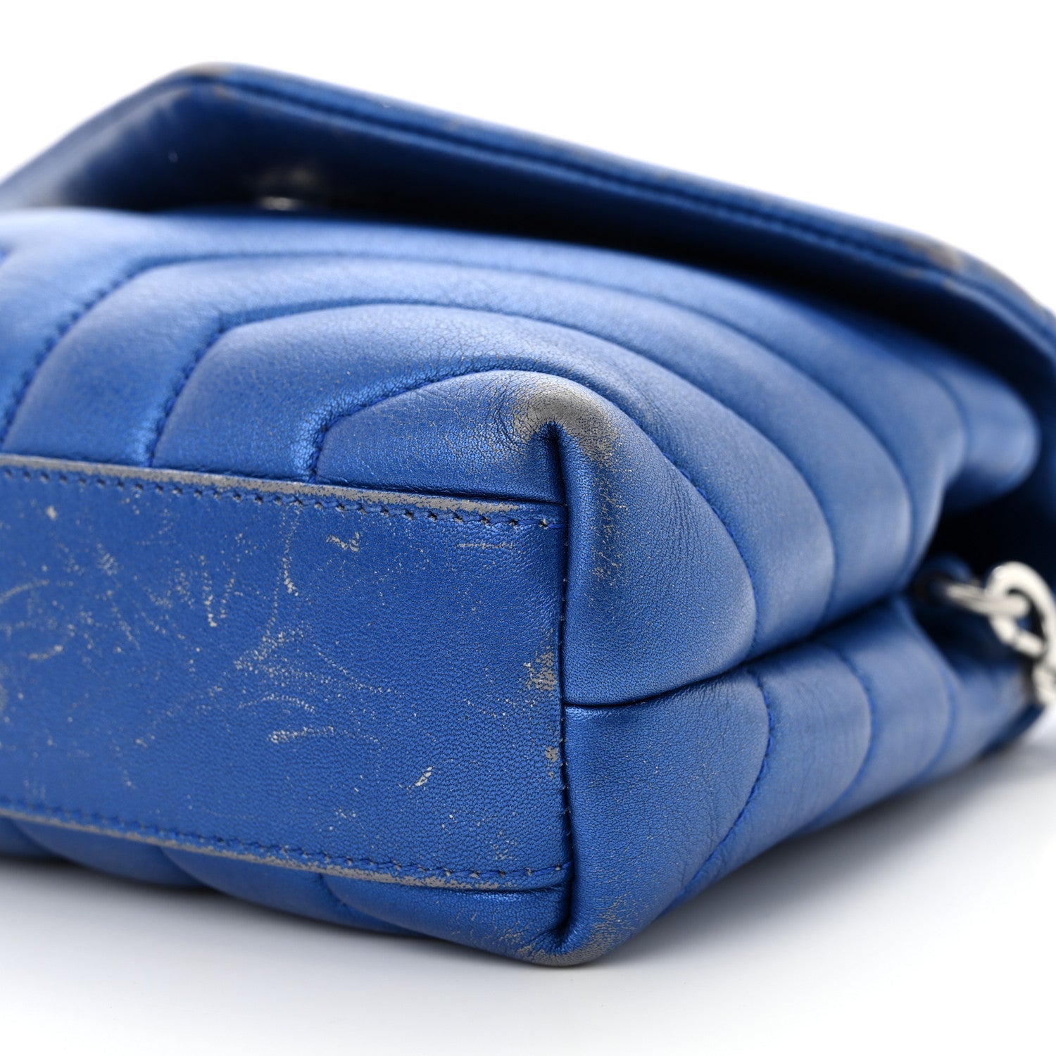 Metallic Calfskin Y Quilted Monogram Toy Loulou Crossbody Bag Blue Royal