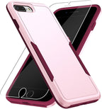 Entronix Bundle Compatible with iPhone 8 Plus/7 Plus - Soft-Touch Dual-Layer Case & 1 Clear Screen Protector