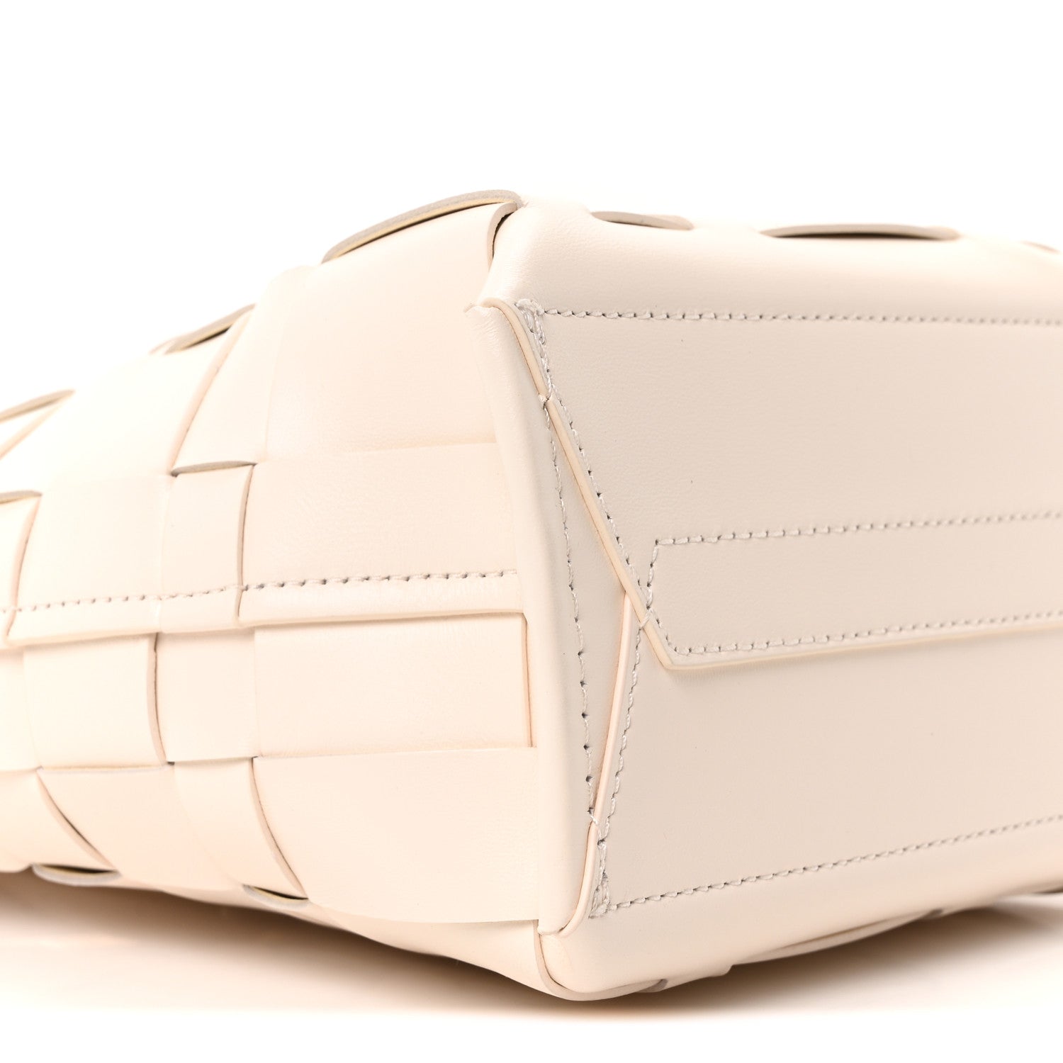 Smooth Calfskin Odita Mini Modern Lattice Bucket Bag Off White