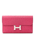 Ostrich Constance Long Wallet Rose Tyrien
