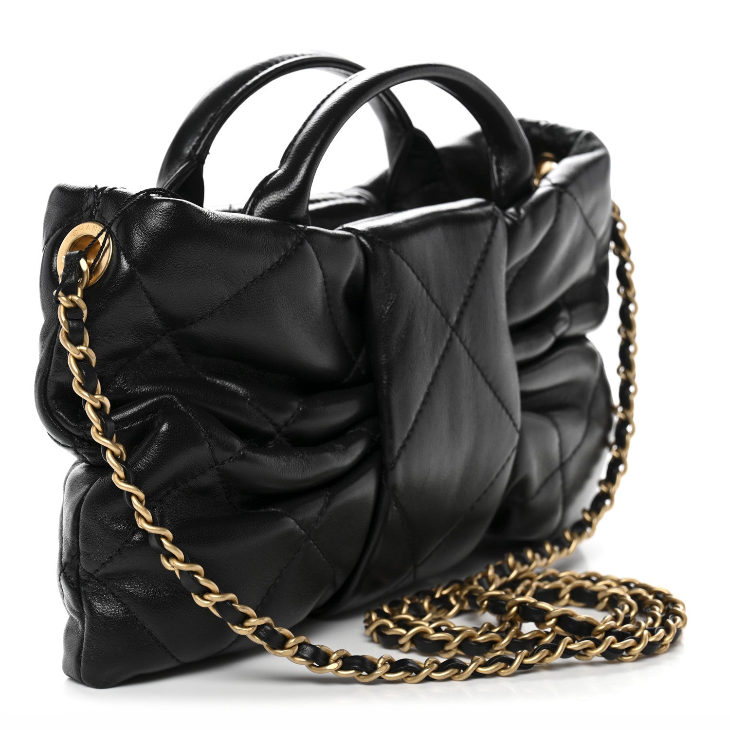 Lambskin Quilted Mini Bow Bag Black