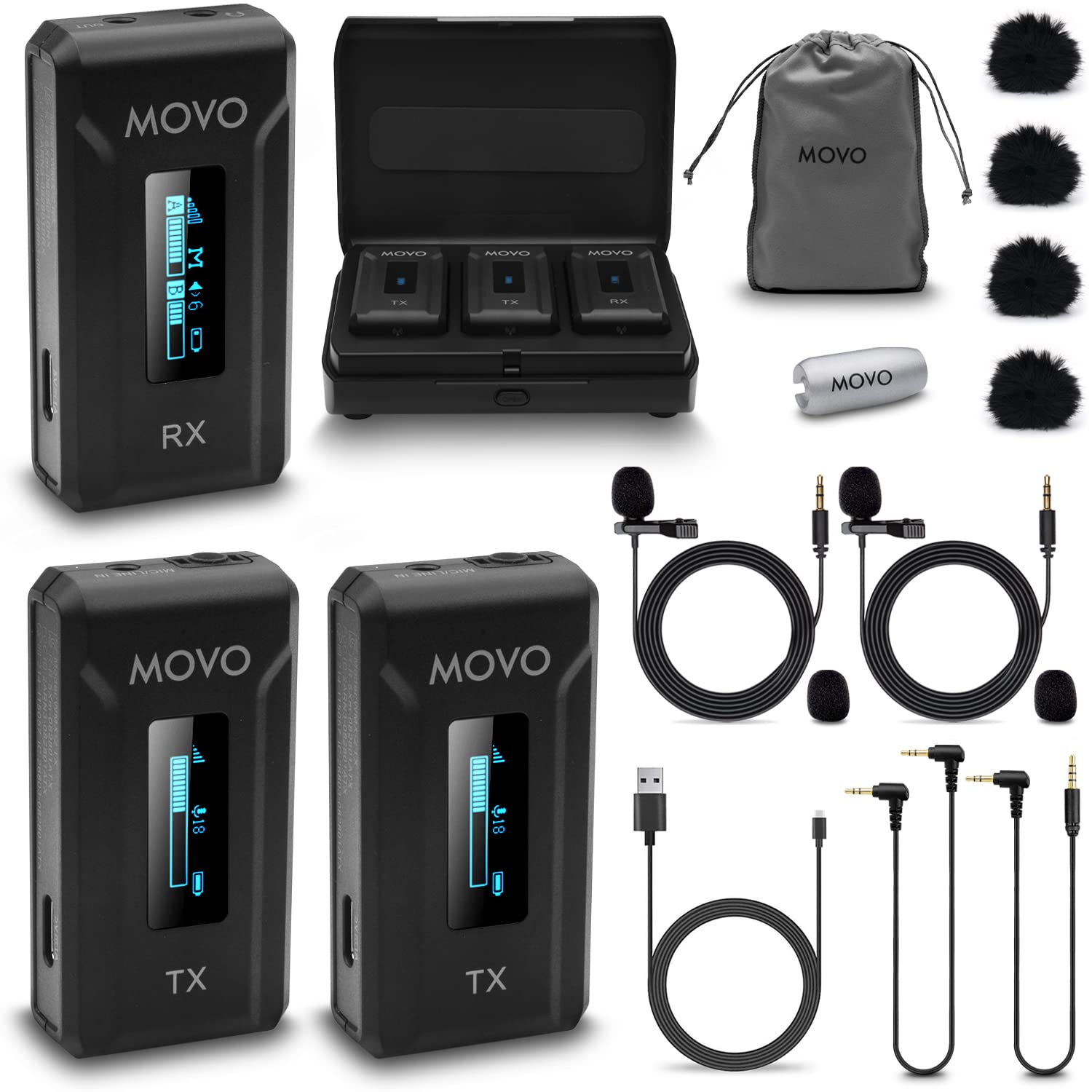 Movo WMX-2-DUO Dual Wireless Lav Mic System
