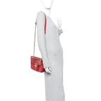 Calfskin Matelasse Small GG Marmont Shoulder Bag Hibiscus Red