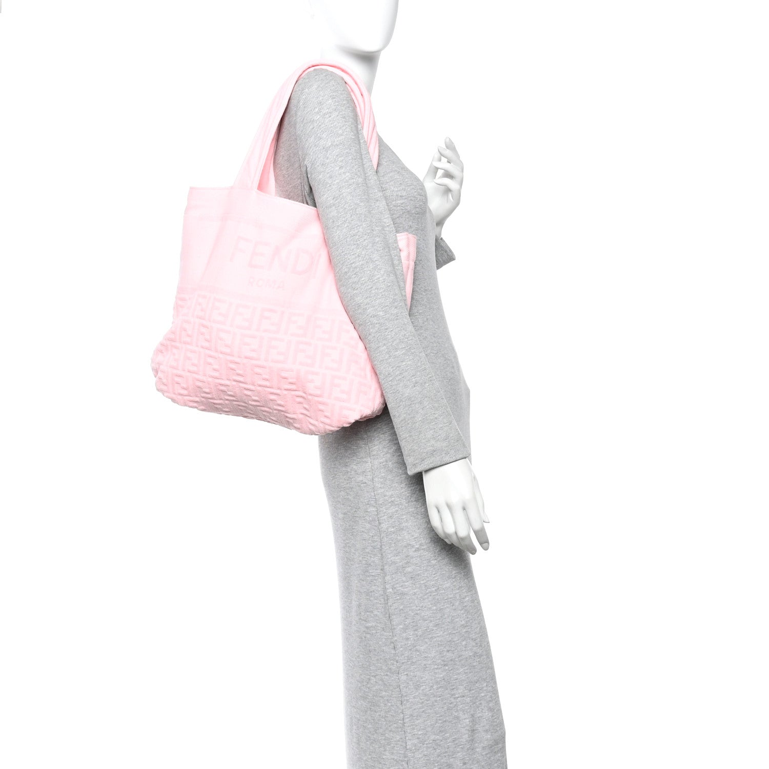 Terrycloth FF Embossed Beach Towel Tote Bag Pink