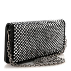 Satin Crystal Metal Triangle Logo Mini Crossbody Bag Cristal