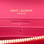 Satin Mixed Matelasse Triquilt Monogram Chain Wallet Guava