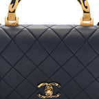 Lambskin Quilted Small Art Nouvelle Flap Bag Navy