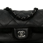Shearling Quilted Medium Single Flap Black