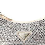 Satin Crystal Mini Re-Edition 2000 Bag White