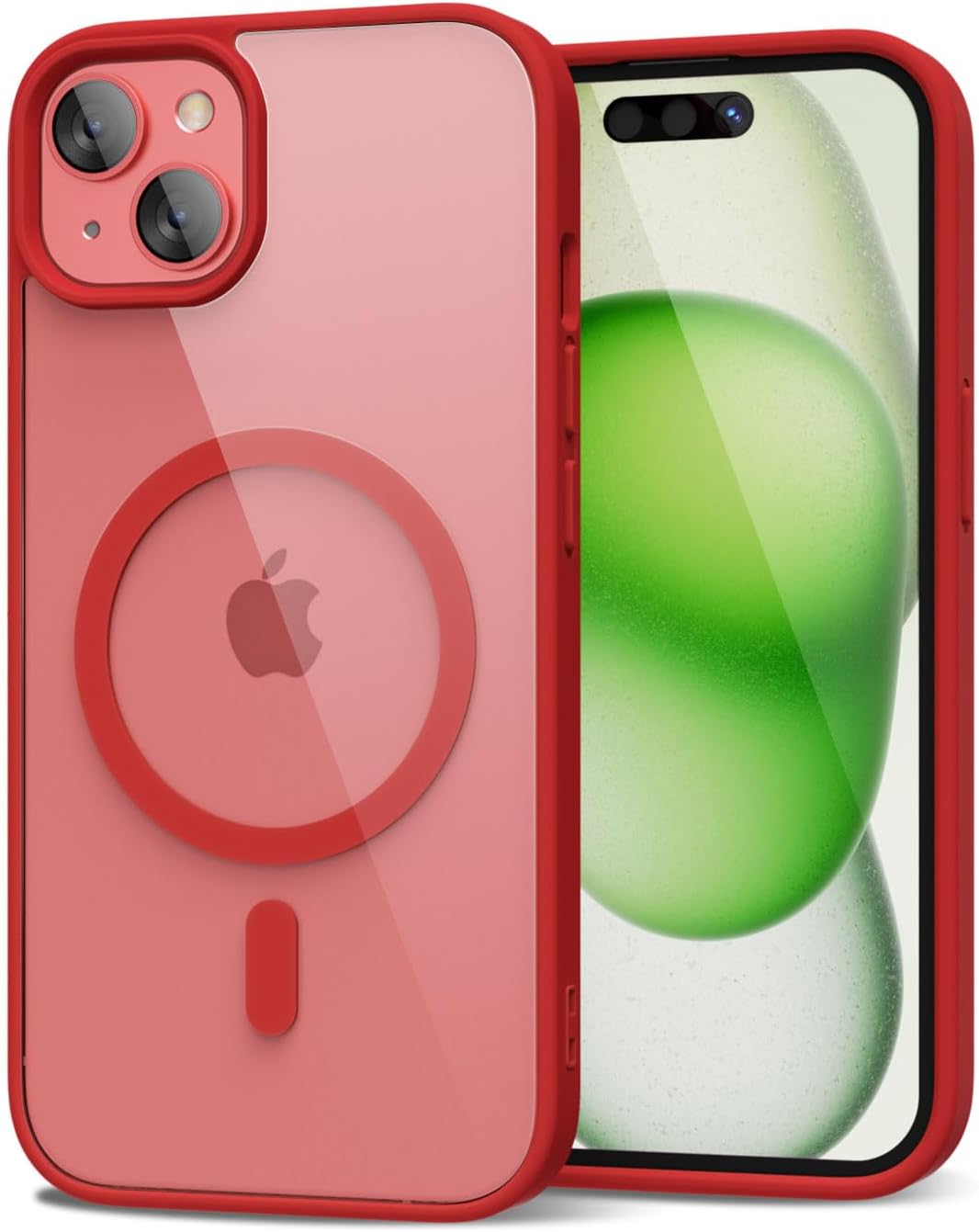 Entronix [Magnetic] Case Compatible with iPhone 15 - [Clear Back] Soft Matte Frame