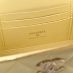 Lambskin Quilted Small Vanity Case With Chain Light Yellow