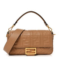 Nappa FF 1974 Embossed Baguette Miele Scuro