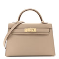 Chevre Mysore Horseshoe Mini Kelly Sellier 20 Gris Tourterelle Rose Mexico
