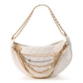 Lambskin Quilted All About Chains Hobo White