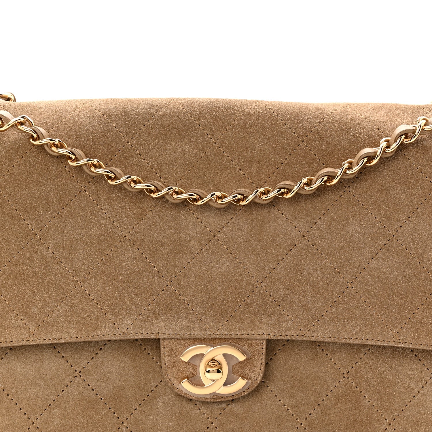 Suede Calfskin Small Souplissimo Maxi Flap Dark Beige