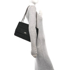 Wool Jumbo Chocolate Bar Mademoiselle Flap Black