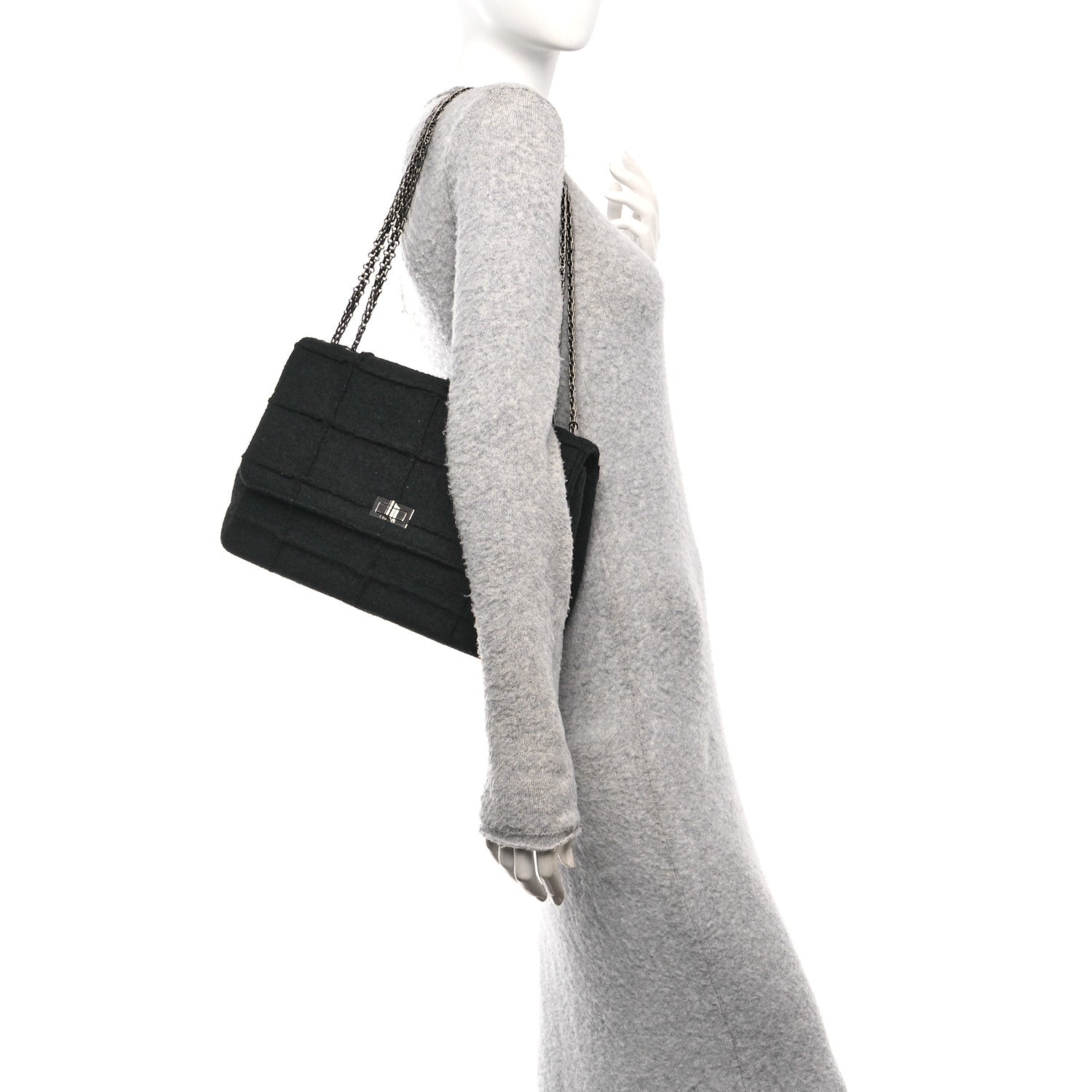 Wool Jumbo Chocolate Bar Mademoiselle Flap Black